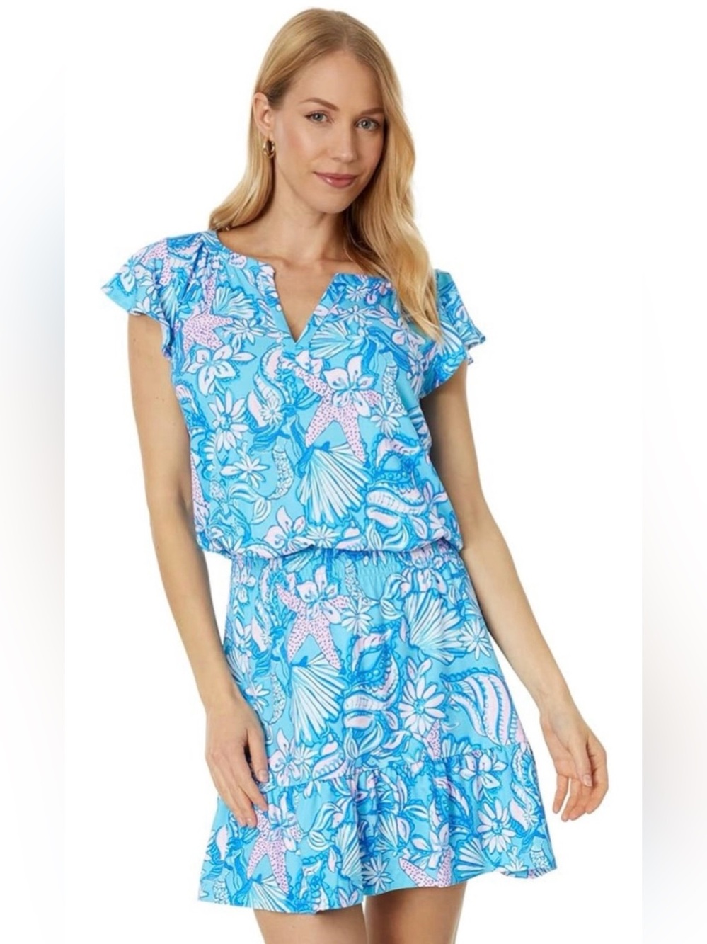 Lilly Pulitzer Ravi Romper Amalfi Blue Sound The Sirens pattern XXS